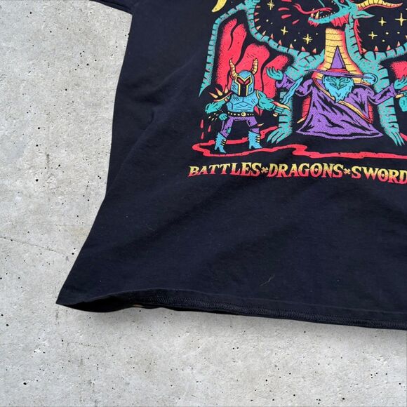 Wizard of Barge BDSM Battles Dragons Swords Magic Graphic T-Shirt Black L - Picture 5 of 9